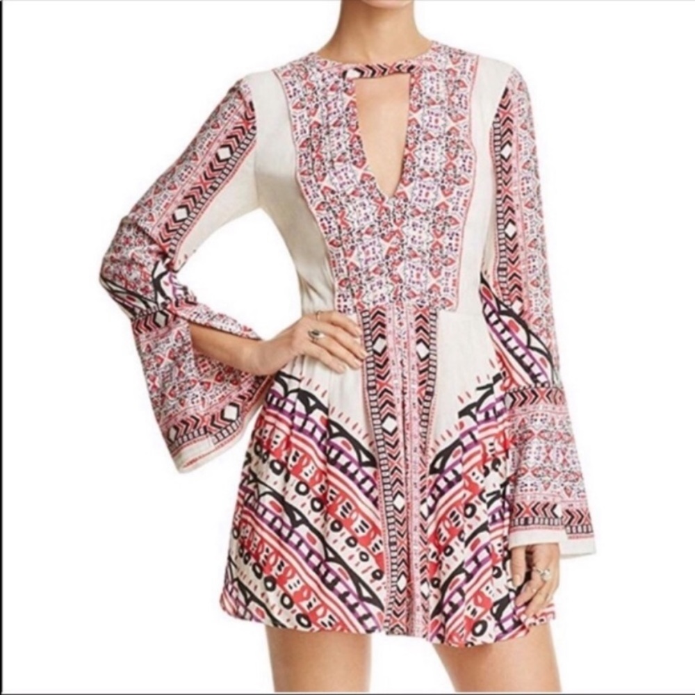 Free People Tegan Boho Printed Swing Dress Sz0 NWT